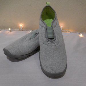 Crocs Duet Slip On Sneakers Cotton Comfort Shoes Gray Green Womens 9 Excl Cnd